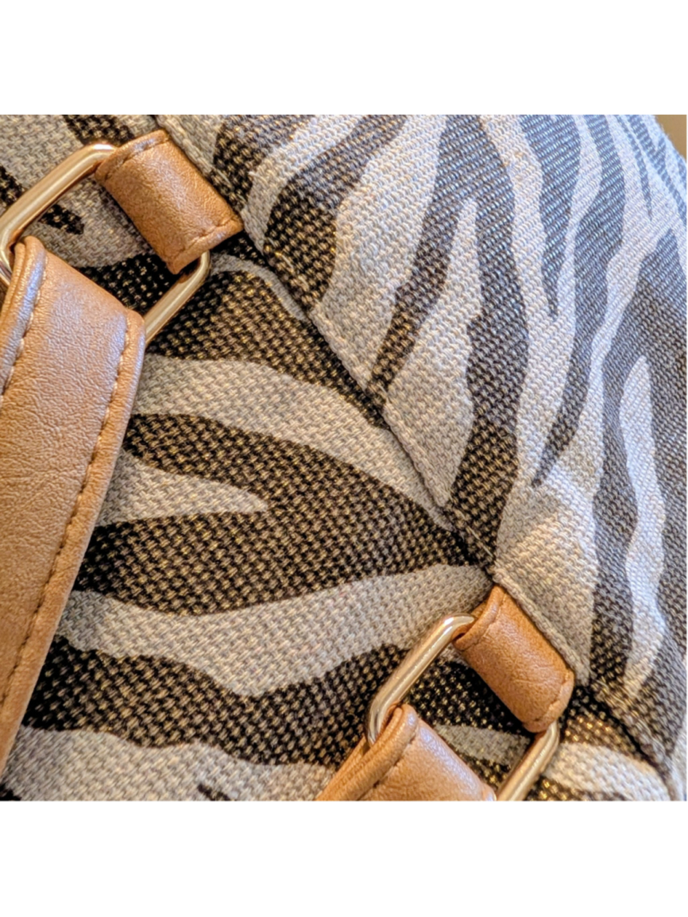Rampage Zebra Print Tote Bag Women Canvas Faux Leather Shoulder Y2K Animal Print - Picture 12 of 13